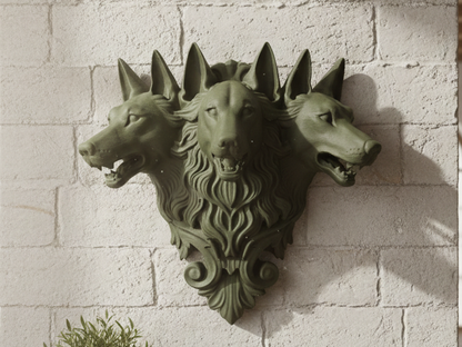 Cerberus Guardian of the Underworld Wall Sculpture Gothic Mythology Decor 3 Headed Dog Wall Art Dark Fantasy Home Decor Occult Wall Hanging